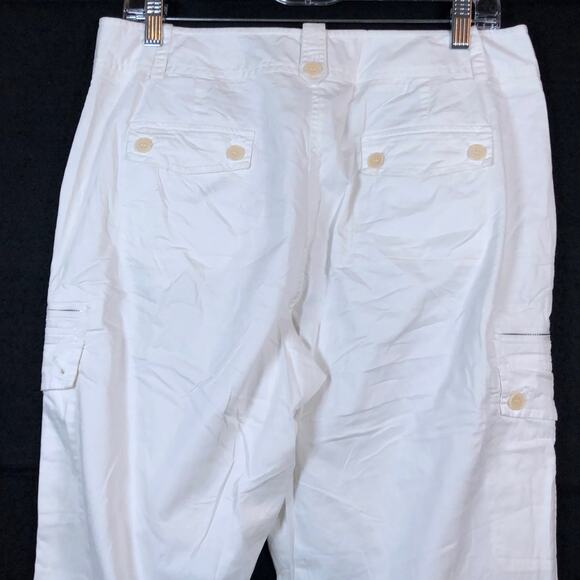 Talbots Womens Pants White High Rise Signature Zip Cargo Pockets Stretch 10 - Picture 11 of 12